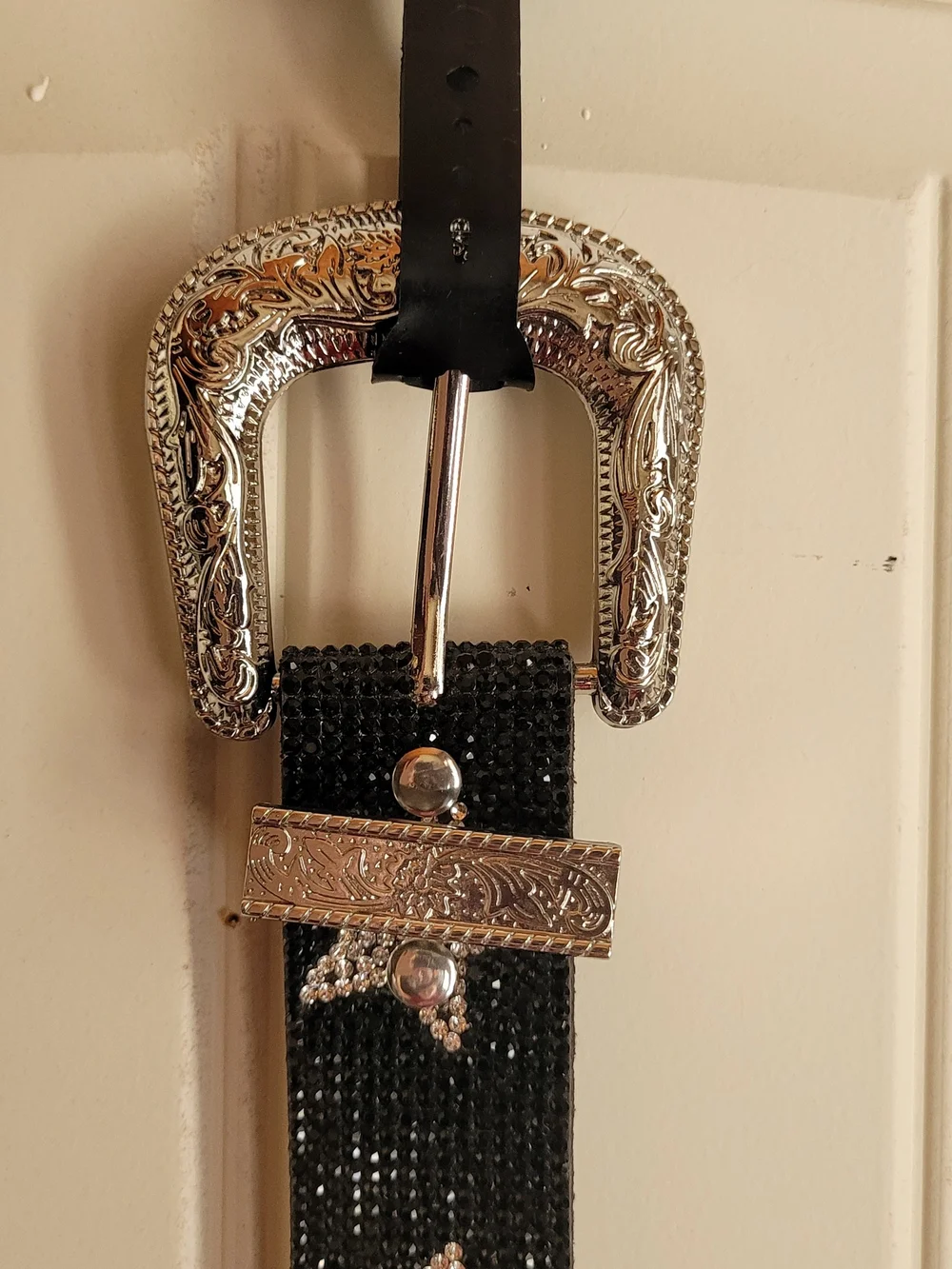 BKE Black Star-Studded Rhinestone Soft Belt M